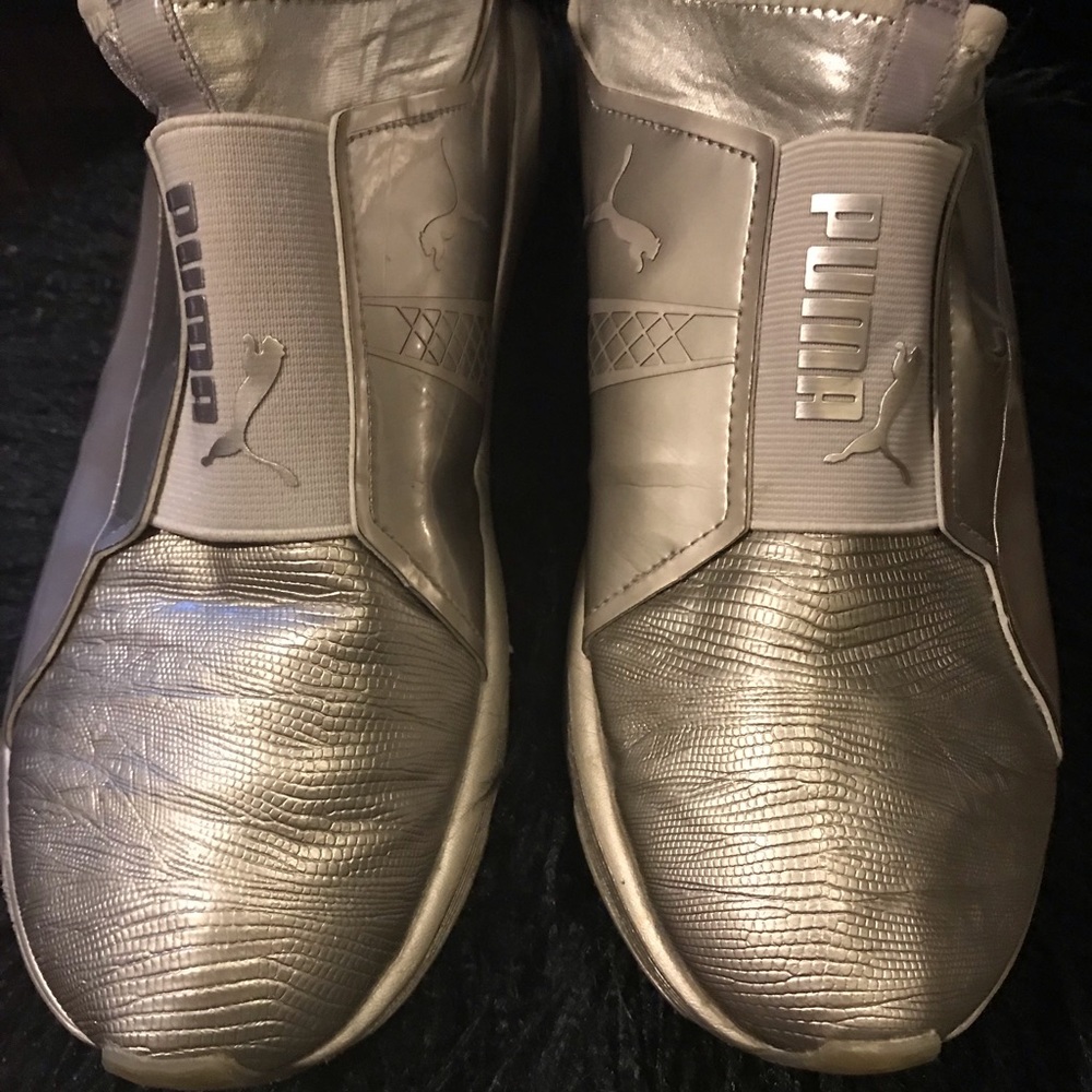 Silver Puma High Top Sneakers